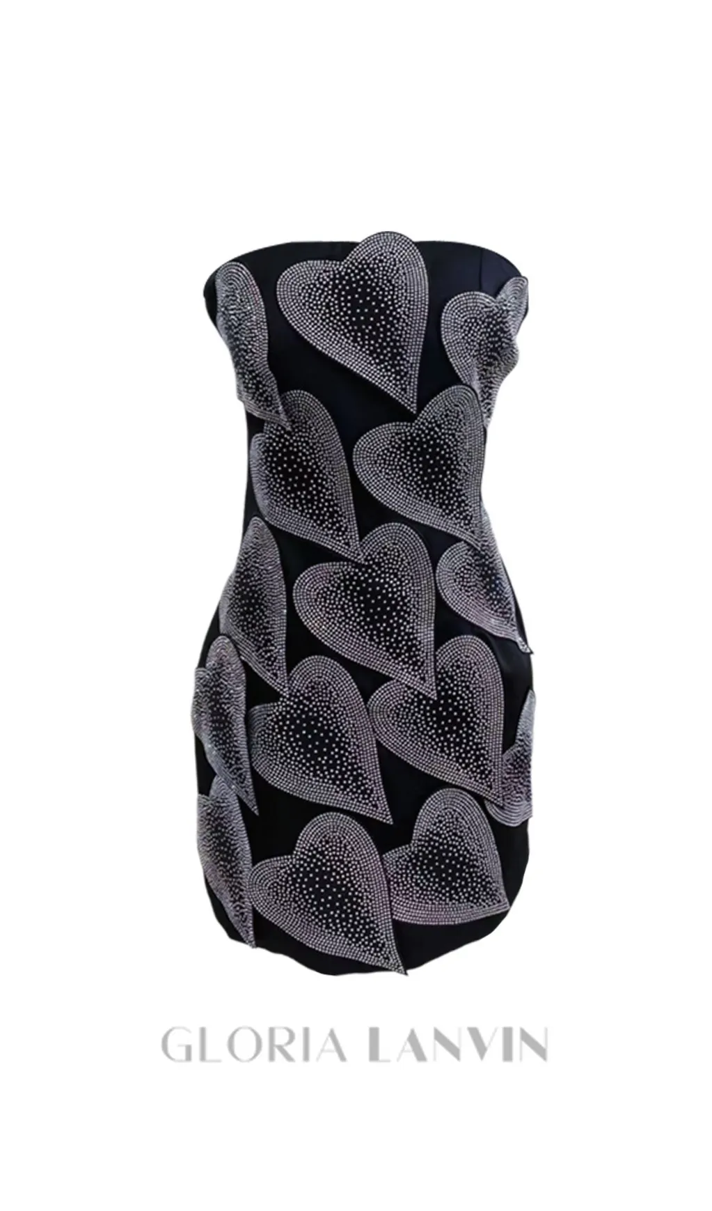 crystal leaf embellished mini dress in black Gloria Lanvin