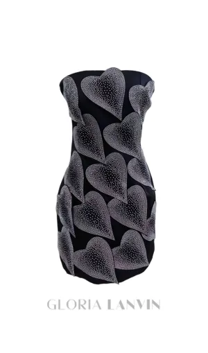 crystal leaf embellished mini dress in black Gloria Lanvin