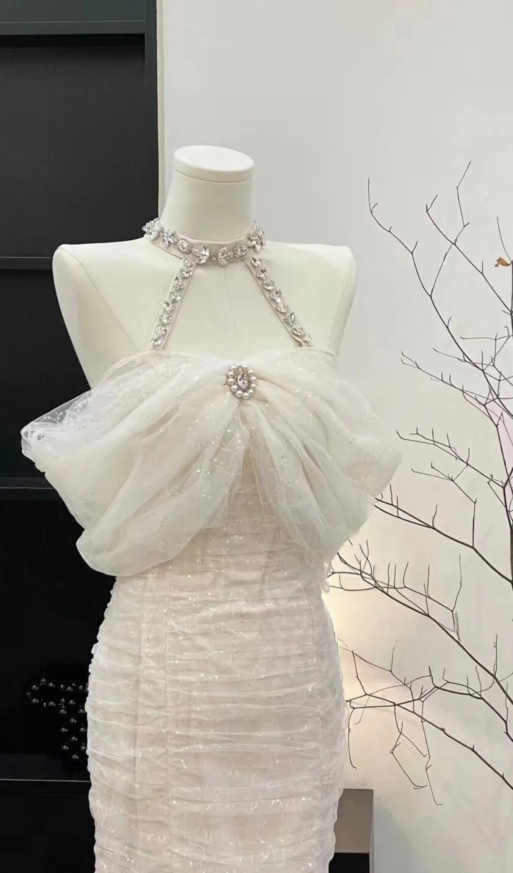 CRYSTAL SEQUIN STRAPLESS MINI DRESS Gloria Lanvin