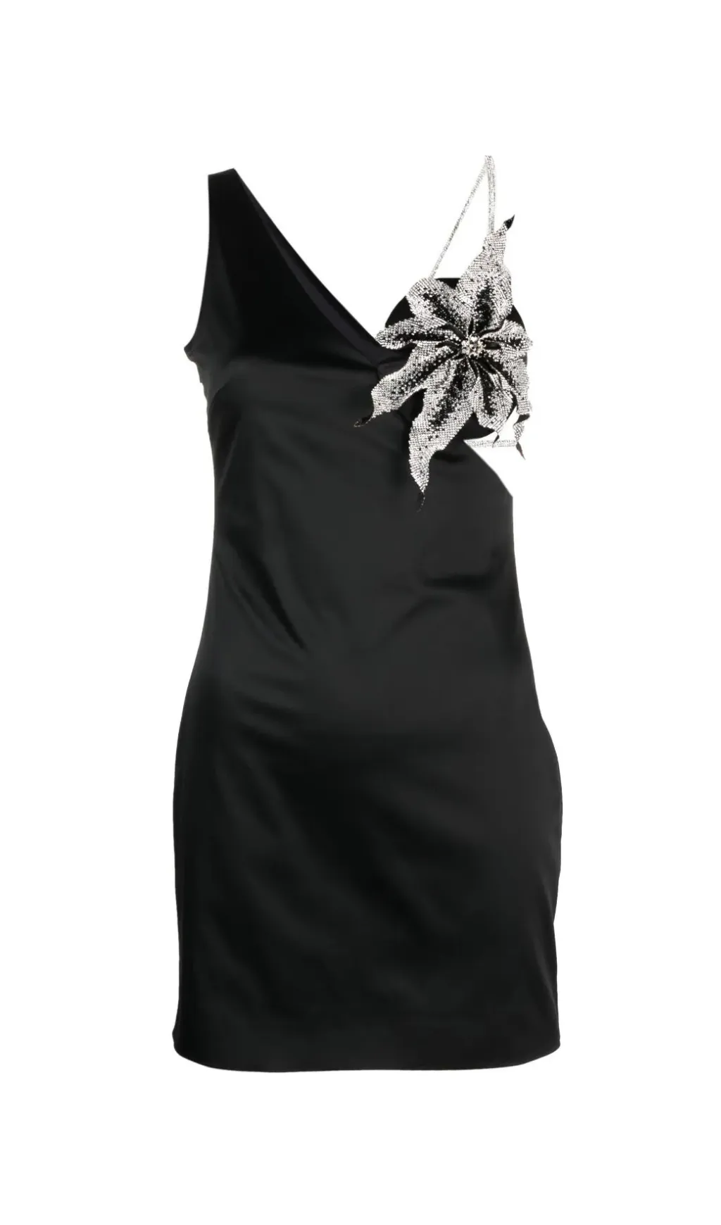 CRYSTAL SPIRAL SLIP MINI DRESS IN BLACK Gloria Lanvin