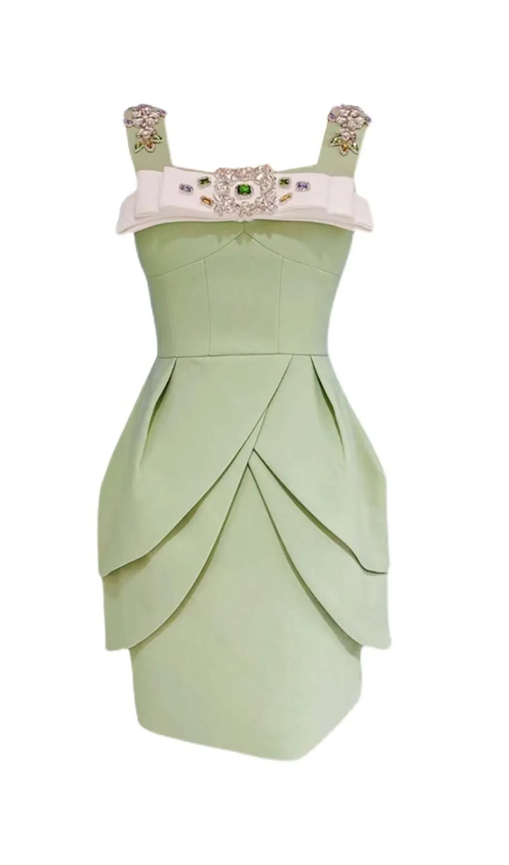 CRYSTAL STRAPPY MINI DRESS IN MINT Gloria Lanvin
