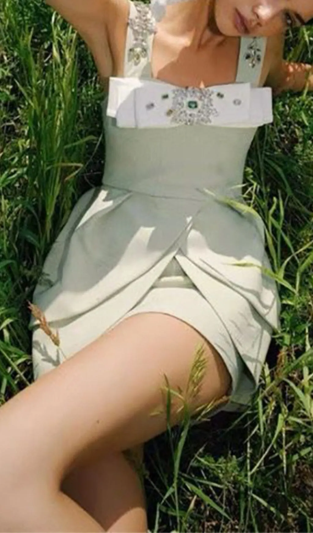 CRYSTAL STRAPPY MINI DRESS IN MINT Gloria Lanvin
