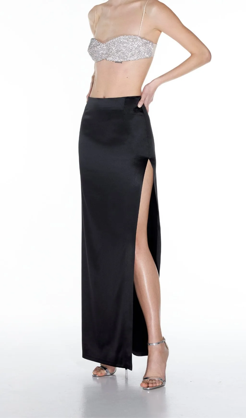 CRYSTALS BANDEAU TOP IN SILVER Gloria Lanvin