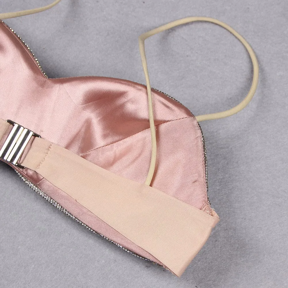 CRYSTALS BANDEAU TOP IN SILVER Gloria Lanvin