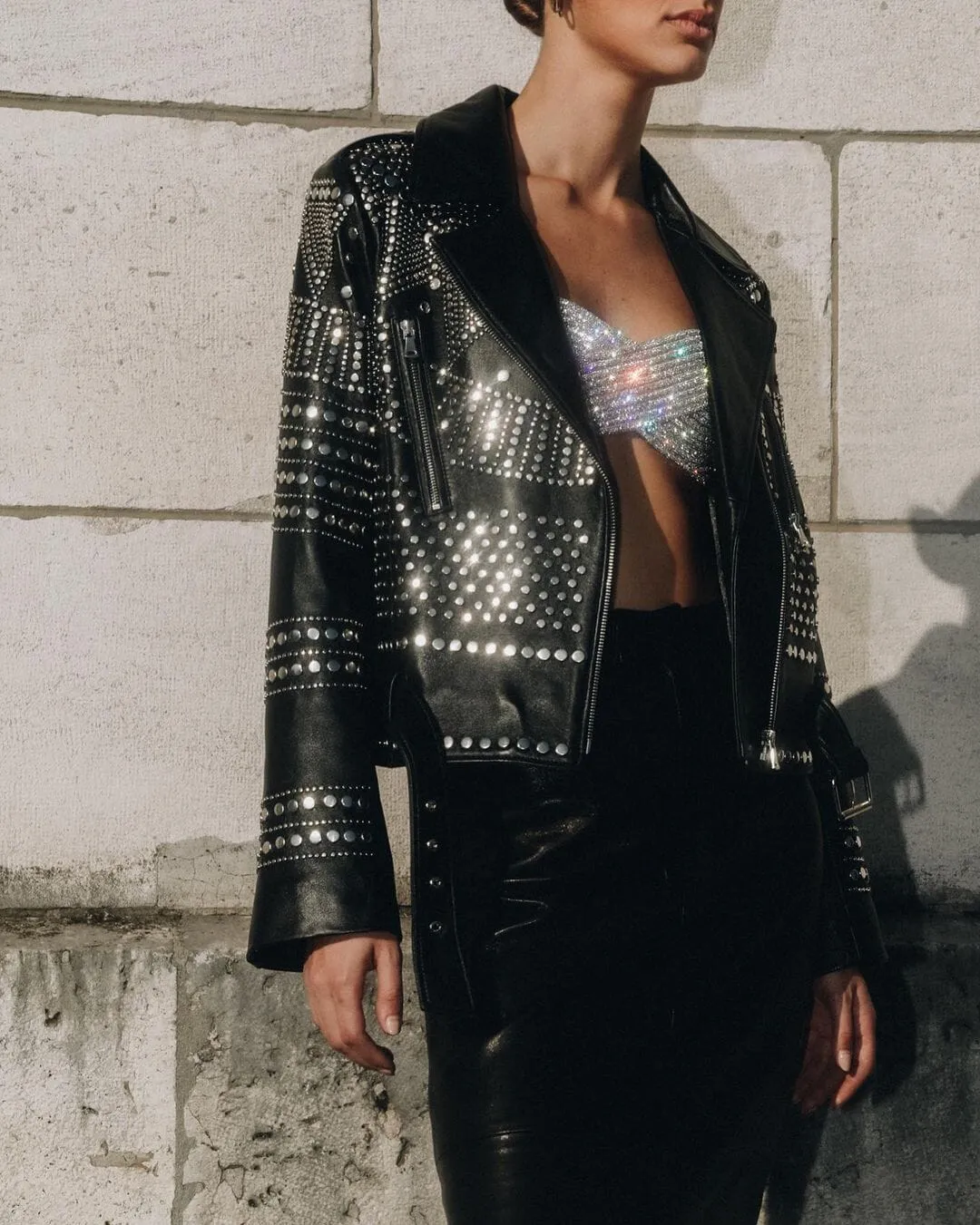 CRYSTALS BANDEAU TOP IN SILVER Gloria Lanvin