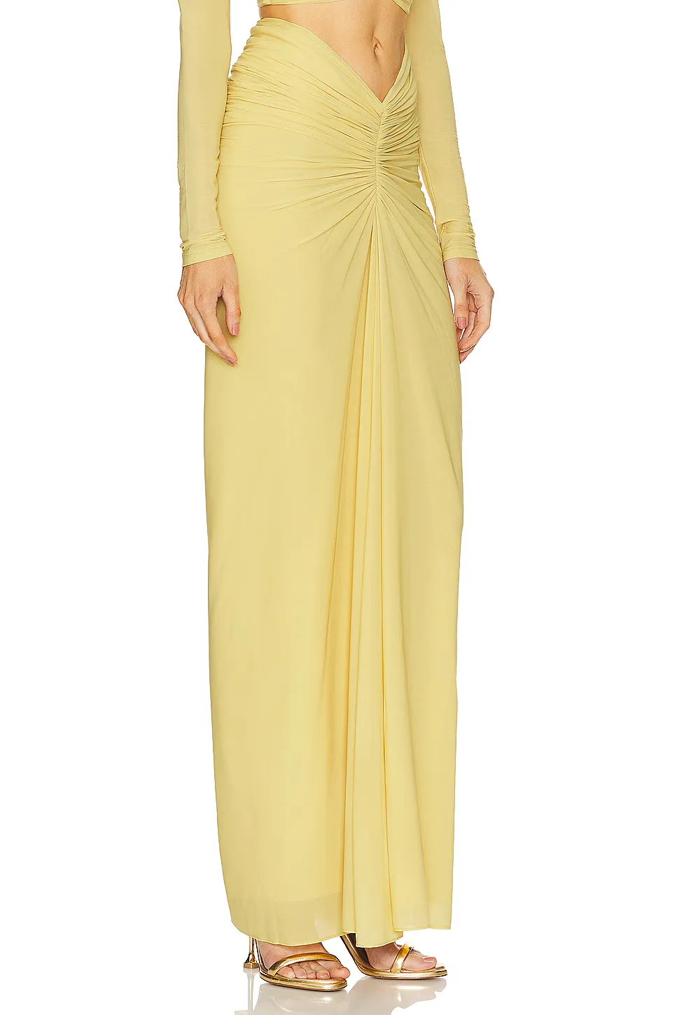 cut out bodycon bandage maxi dress in yellow Gloria Lanvin