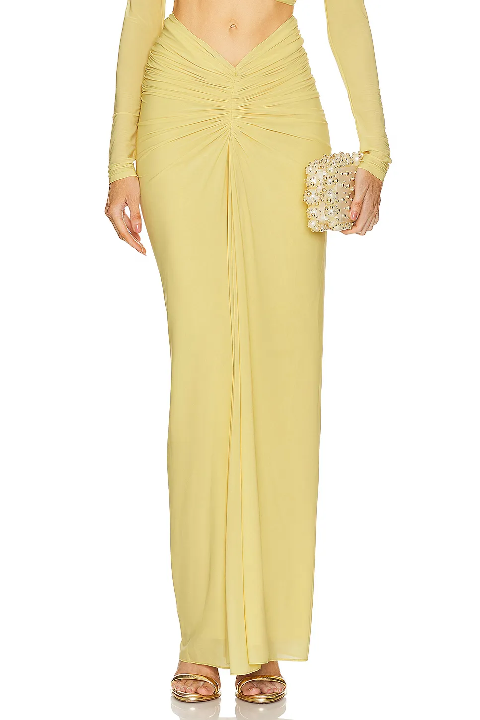 cut out bodycon bandage maxi dress in yellow Gloria Lanvin