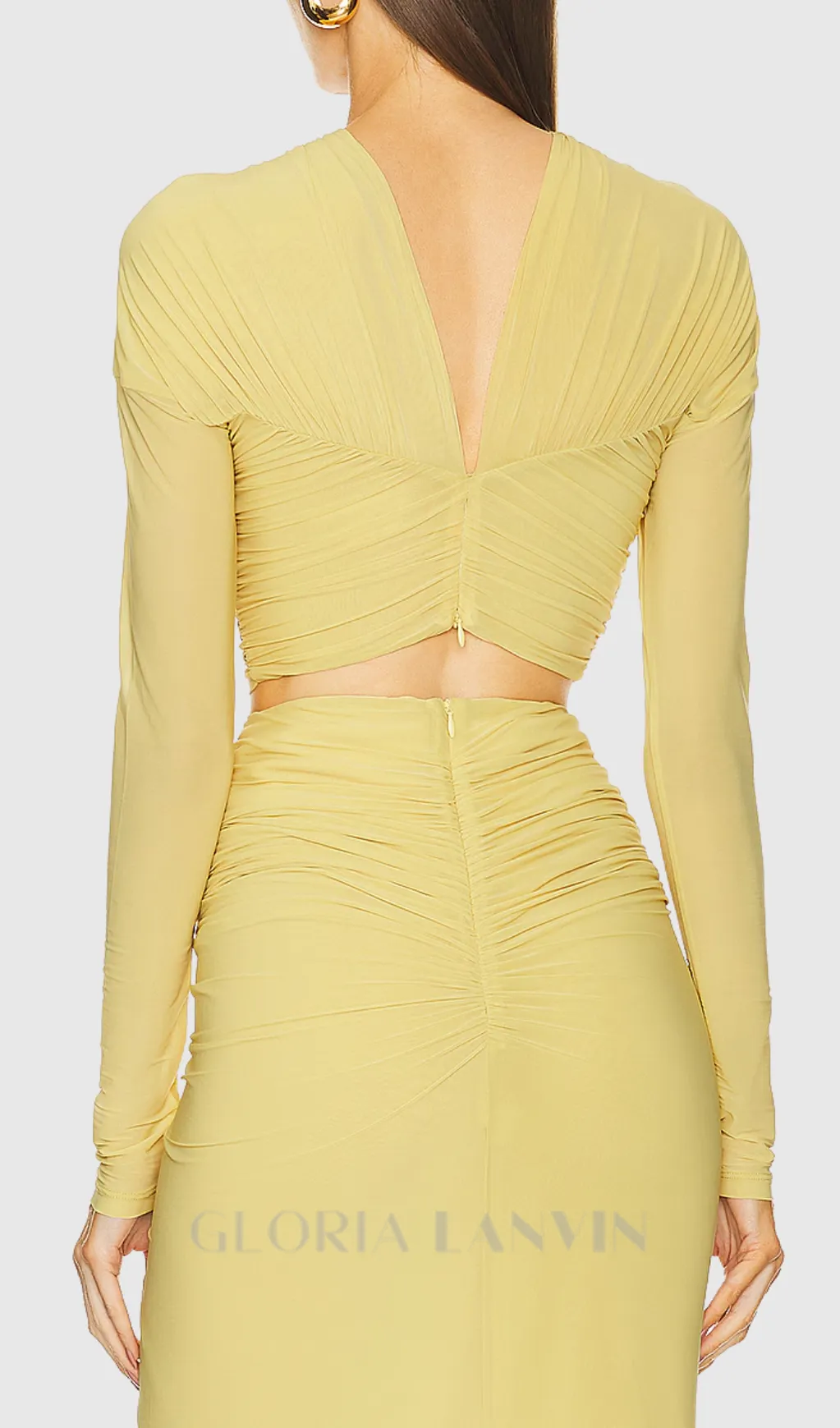 cut out bodycon bandage maxi dress in yellow Gloria Lanvin