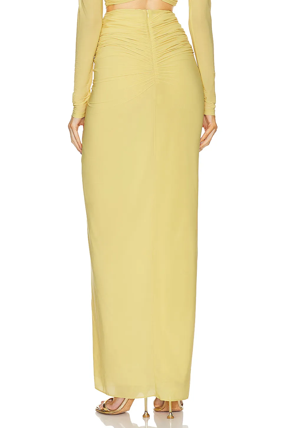 cut out bodycon bandage maxi dress in yellow Gloria Lanvin