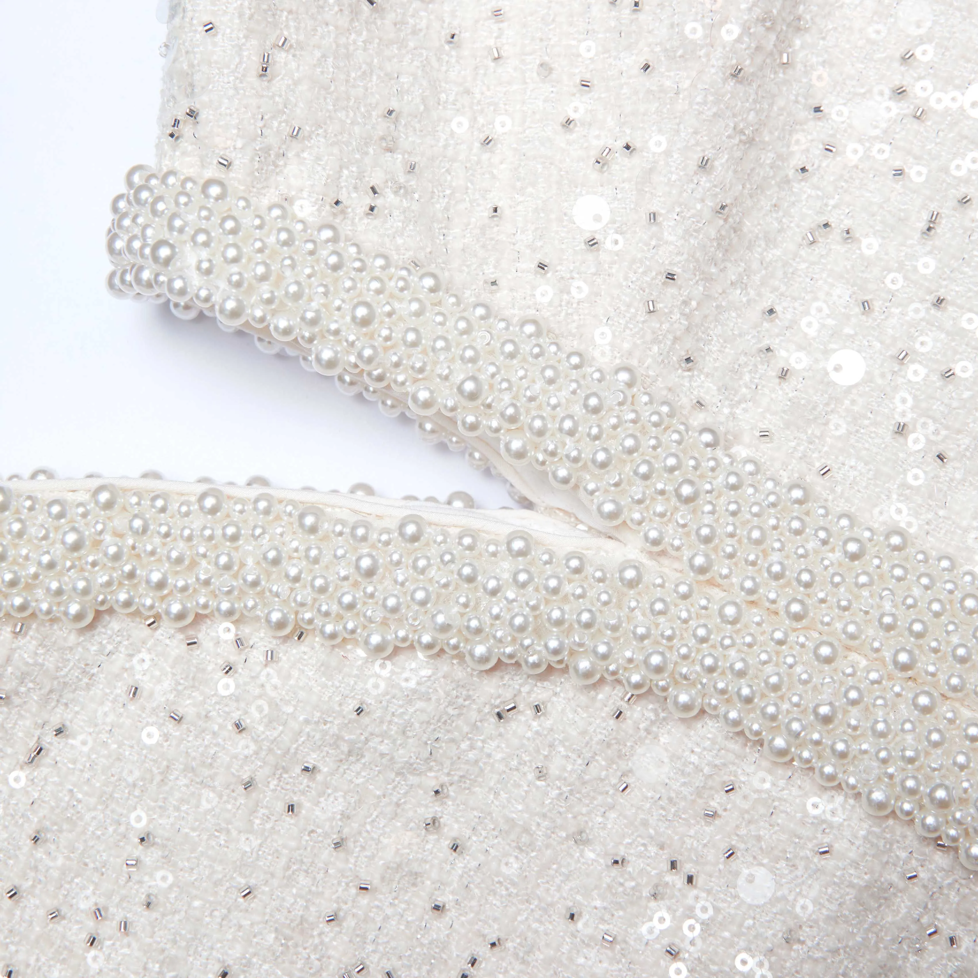 cut out cream boucle pearl mini dress Gloria Lanvin