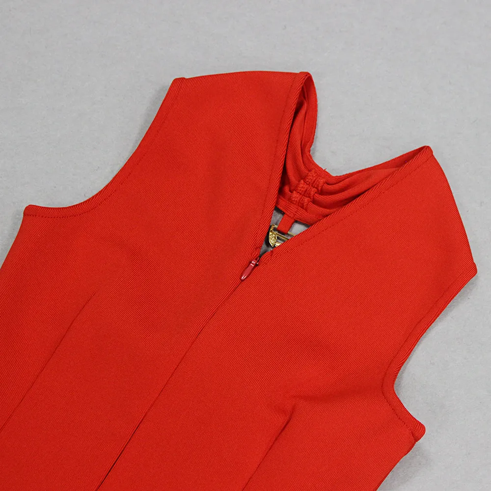 CUT OUT KNIT BANDAGE MIDI DRESS IN RED Gloria Lanvin
