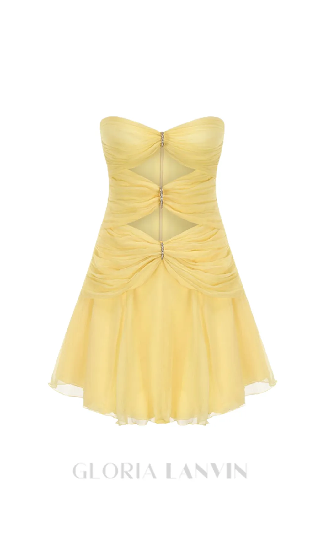 CUT-OUT PLEATED OFF-SHOULDER MINI DRESS IN YELLOW Gloria Lanvin