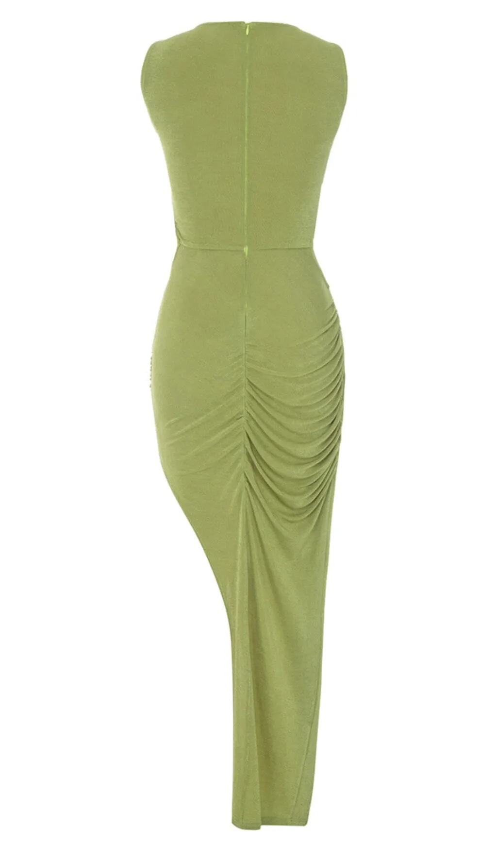 CUT OUT RUCHED MIDI DRESS IN GREEN Gloria Lanvin