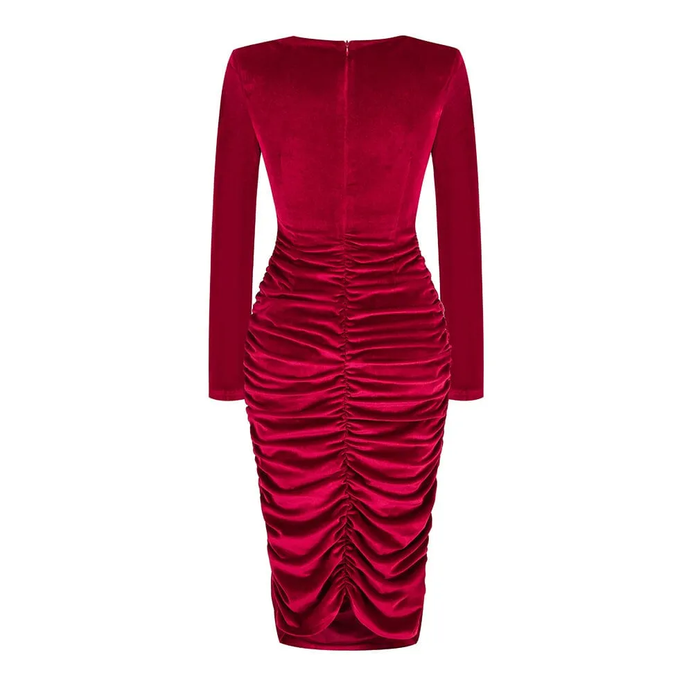 CUT OUT VELVET MIDI DRESS IN WINE Gloria Lanvin
