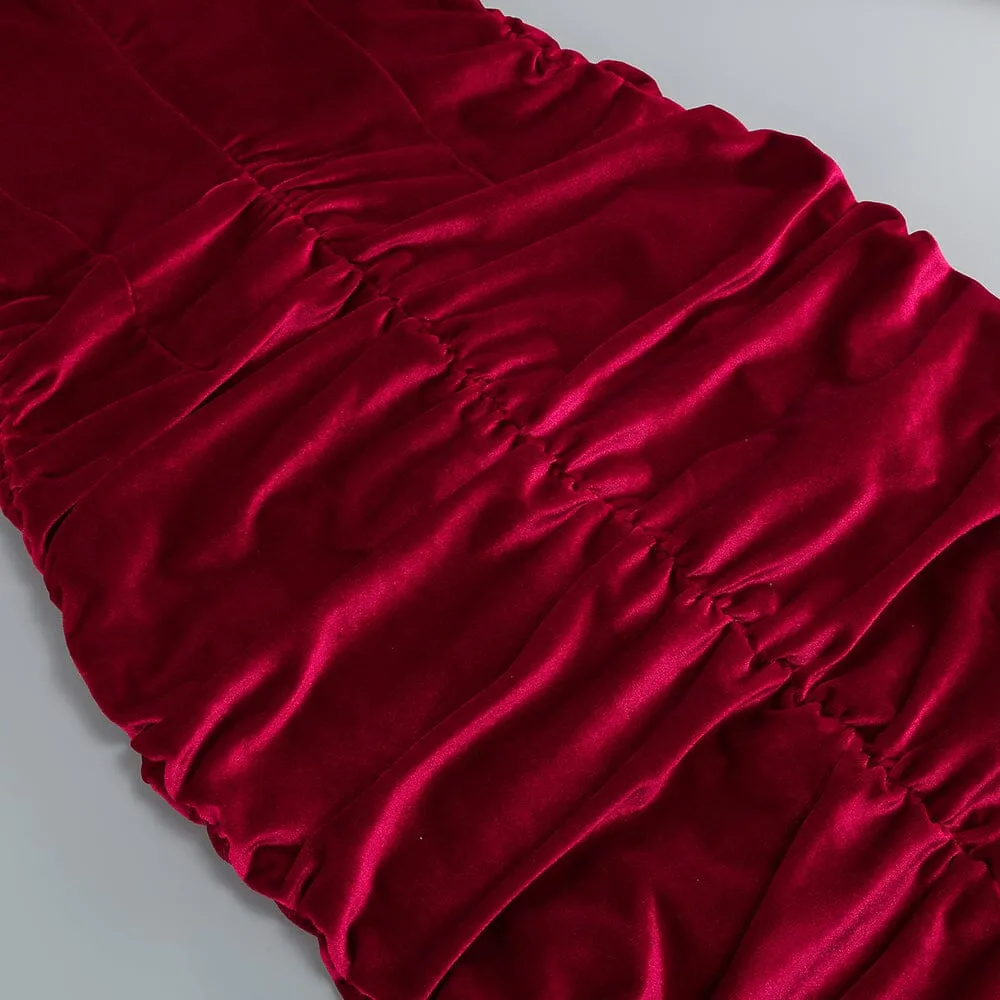 CUT OUT VELVET MIDI DRESS IN WINE Gloria Lanvin