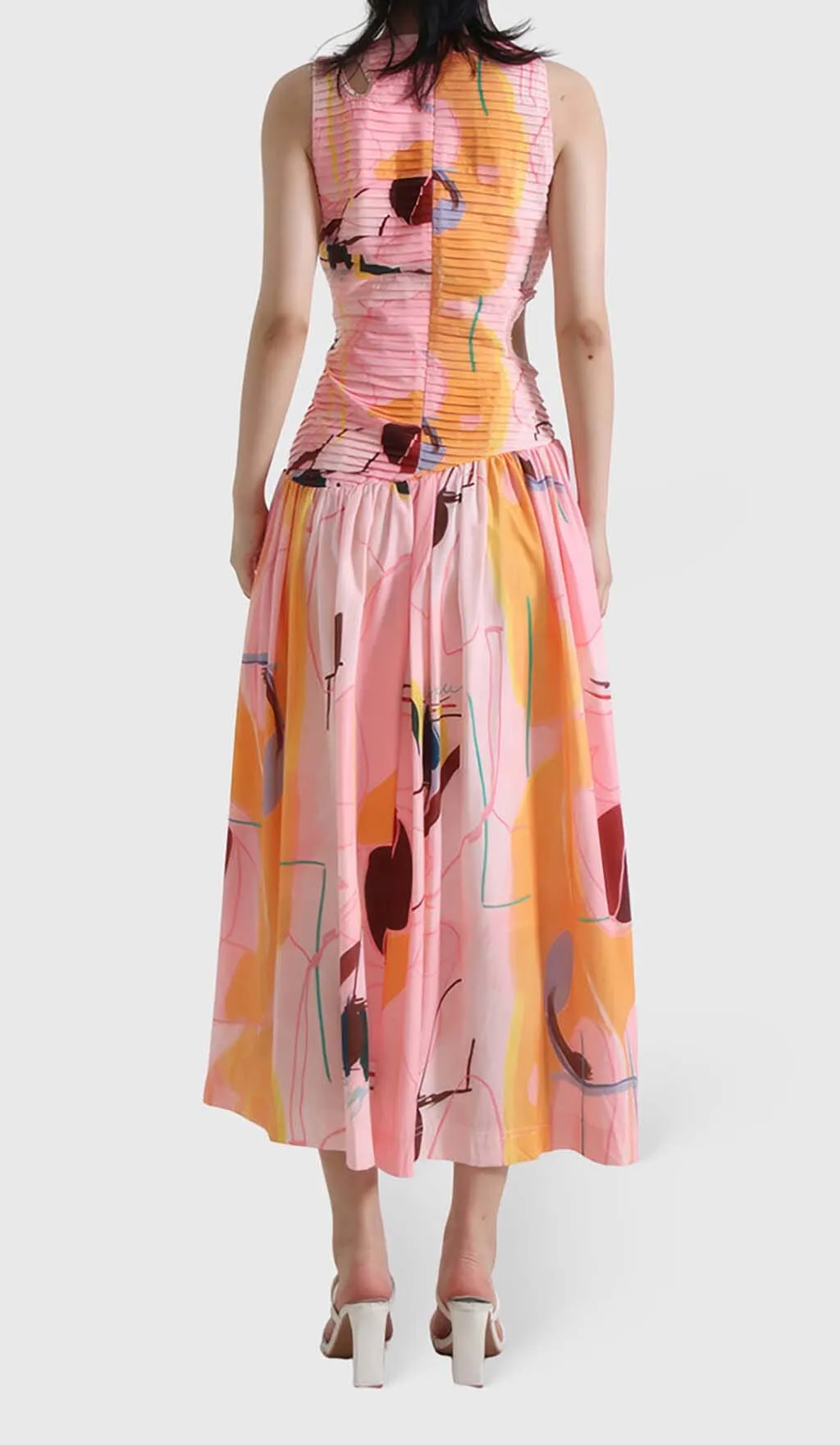CUT OUTS ROUND NECK MAXI DRESS IN MULTICOLOR Gloria Lanvin