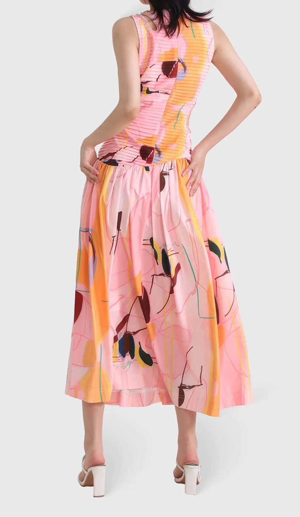 CUT OUTS ROUND NECK MAXI DRESS IN MULTICOLOR Gloria Lanvin