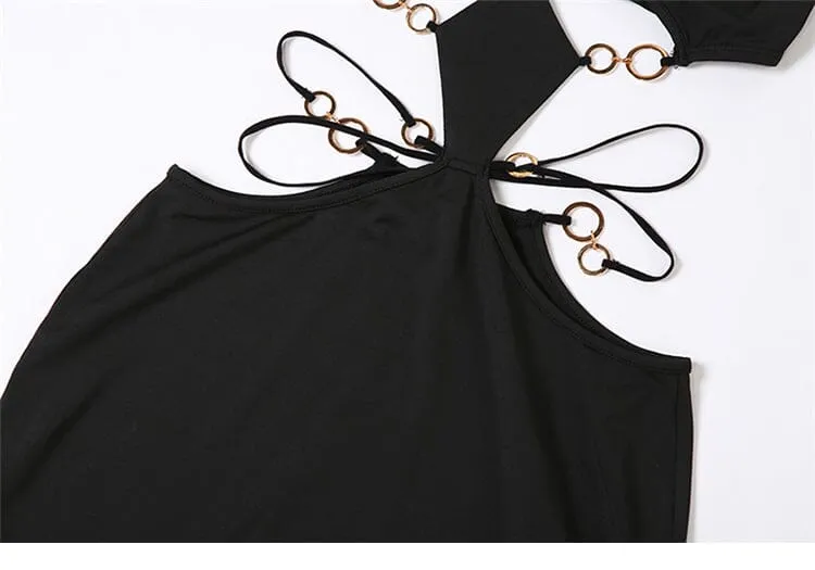 CUTOUT CHAIN MAXI DRESS IN BLACK Gloria Lanvin