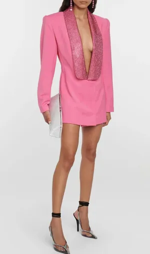 CUTOUT CRYSTAL-EMBELLISHED MINI DRESS IN PINK Gloria Lanvin