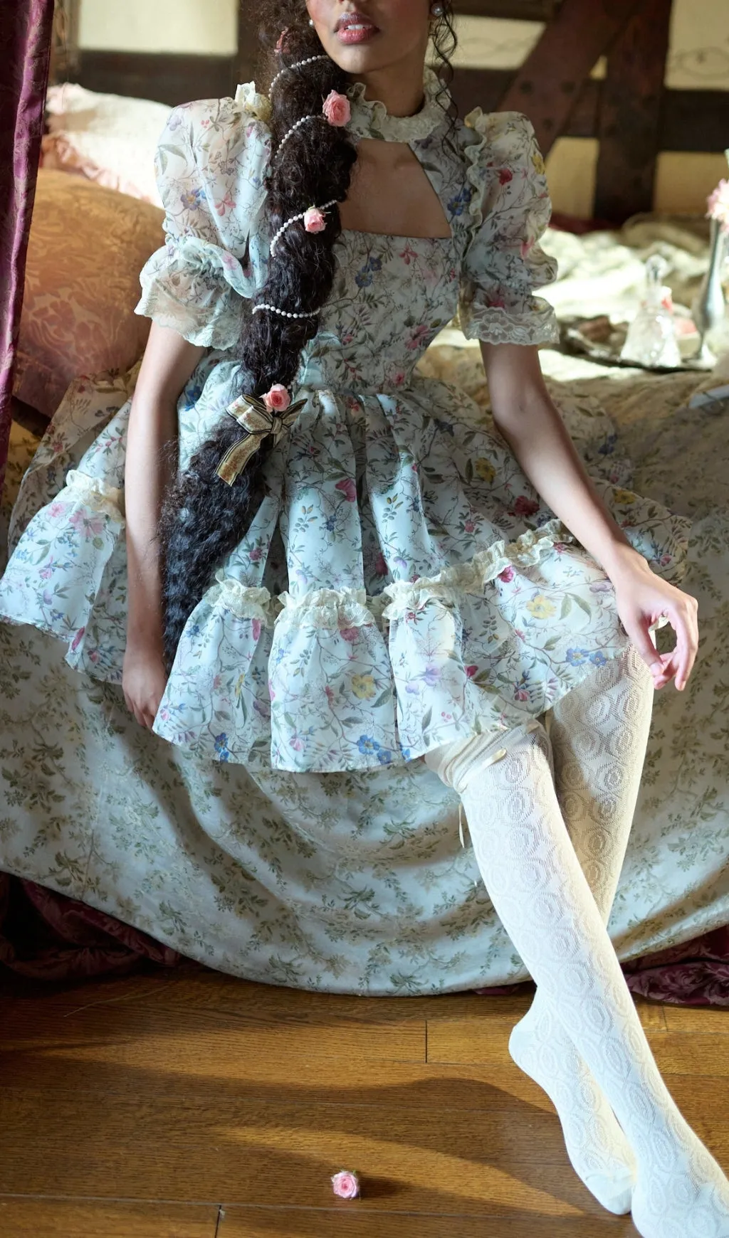 CUTOUT FLORAL MINI DRESS Gloria Lanvin