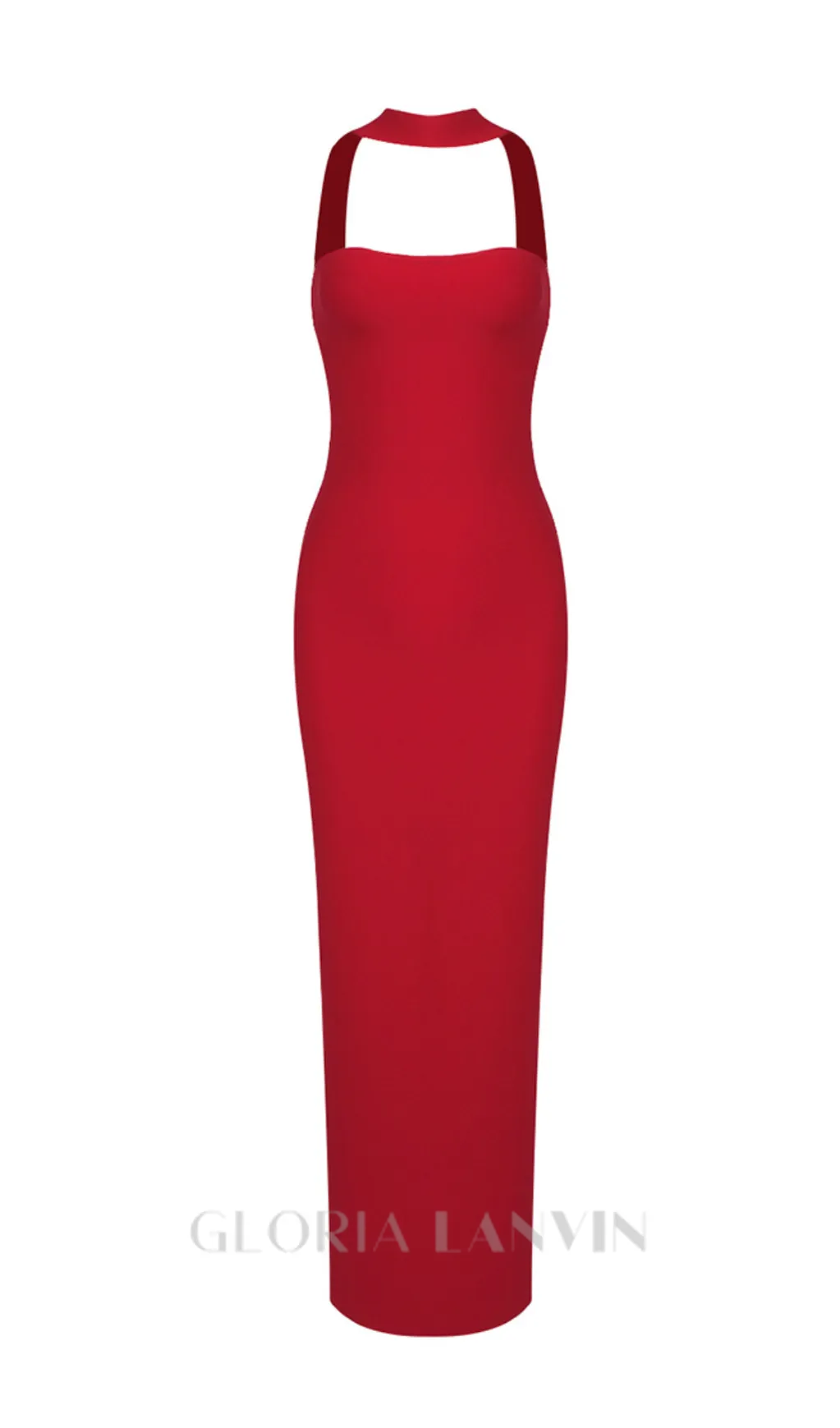 CUTOUT HALTER BACKLESS DRESS IN RED Gloria Lanvin