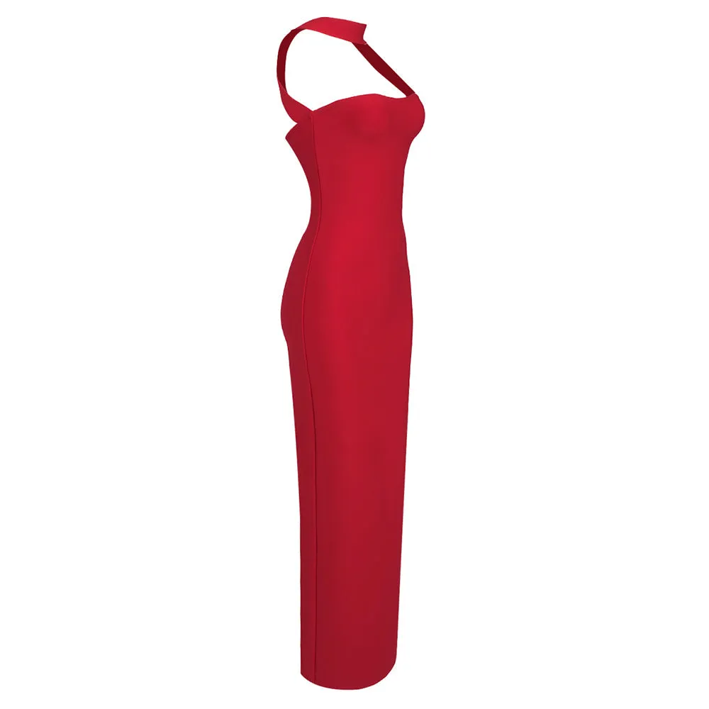 CUTOUT HALTER BACKLESS DRESS IN RED Gloria Lanvin