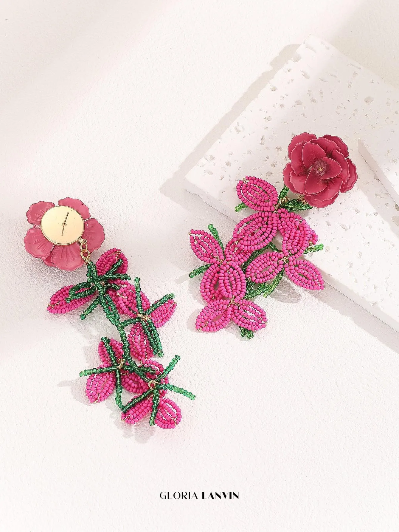Cybele Rose Red Flower Earrings Gloria Lanvin