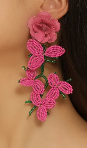 Cybele Rose Red Flower Earrings Gloria Lanvin