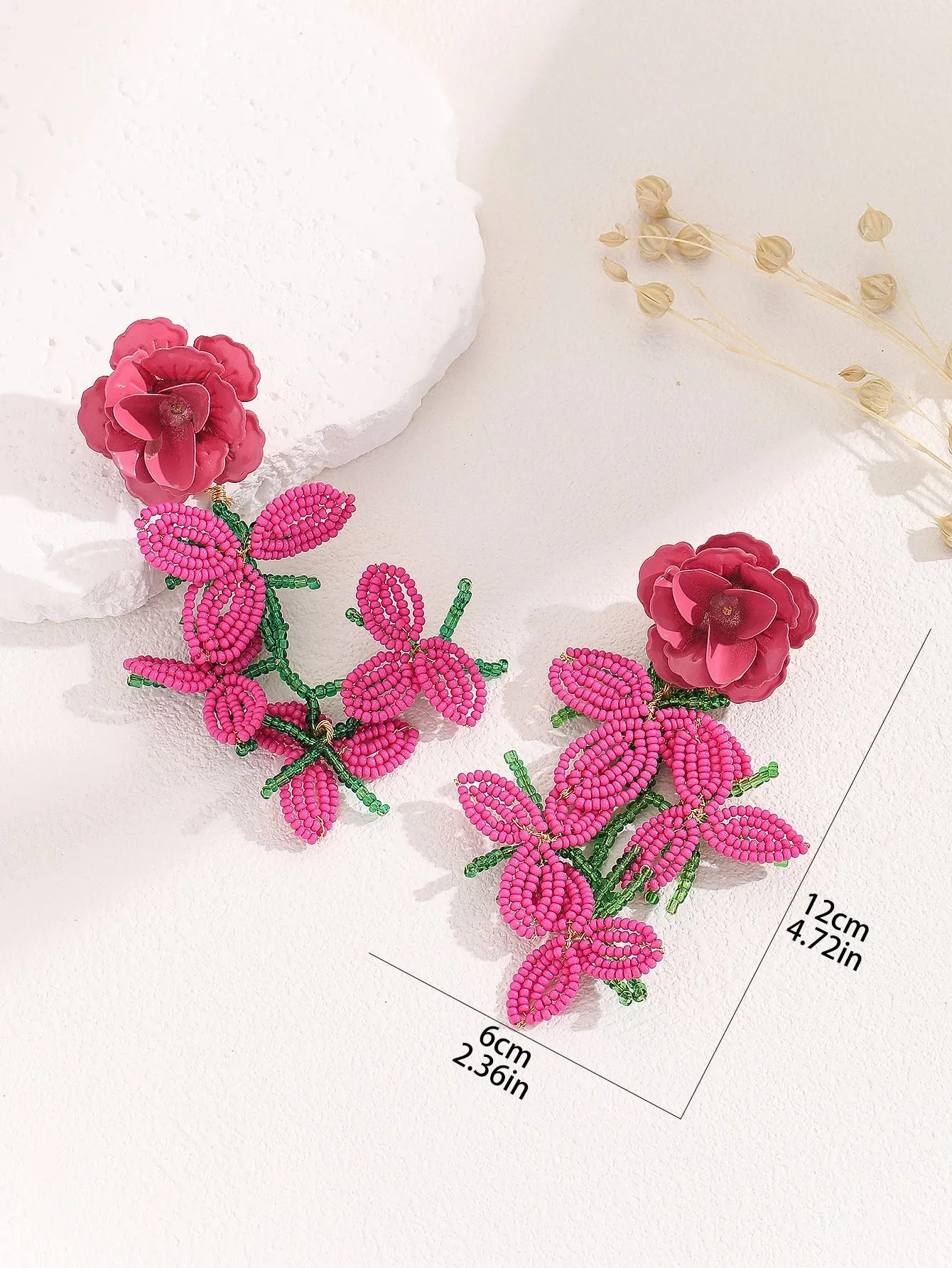 Cybele Rose Red Flower Earrings Gloria Lanvin