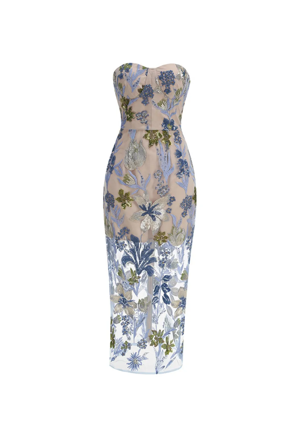 Dahlia Baby Blue Multi Maxi Dress Gloria Lanvin