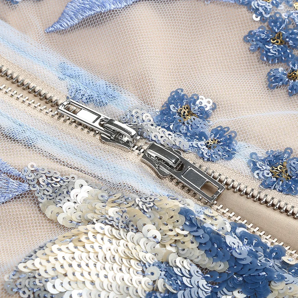 Dahlia Baby Blue Multi Maxi Dress Gloria Lanvin
