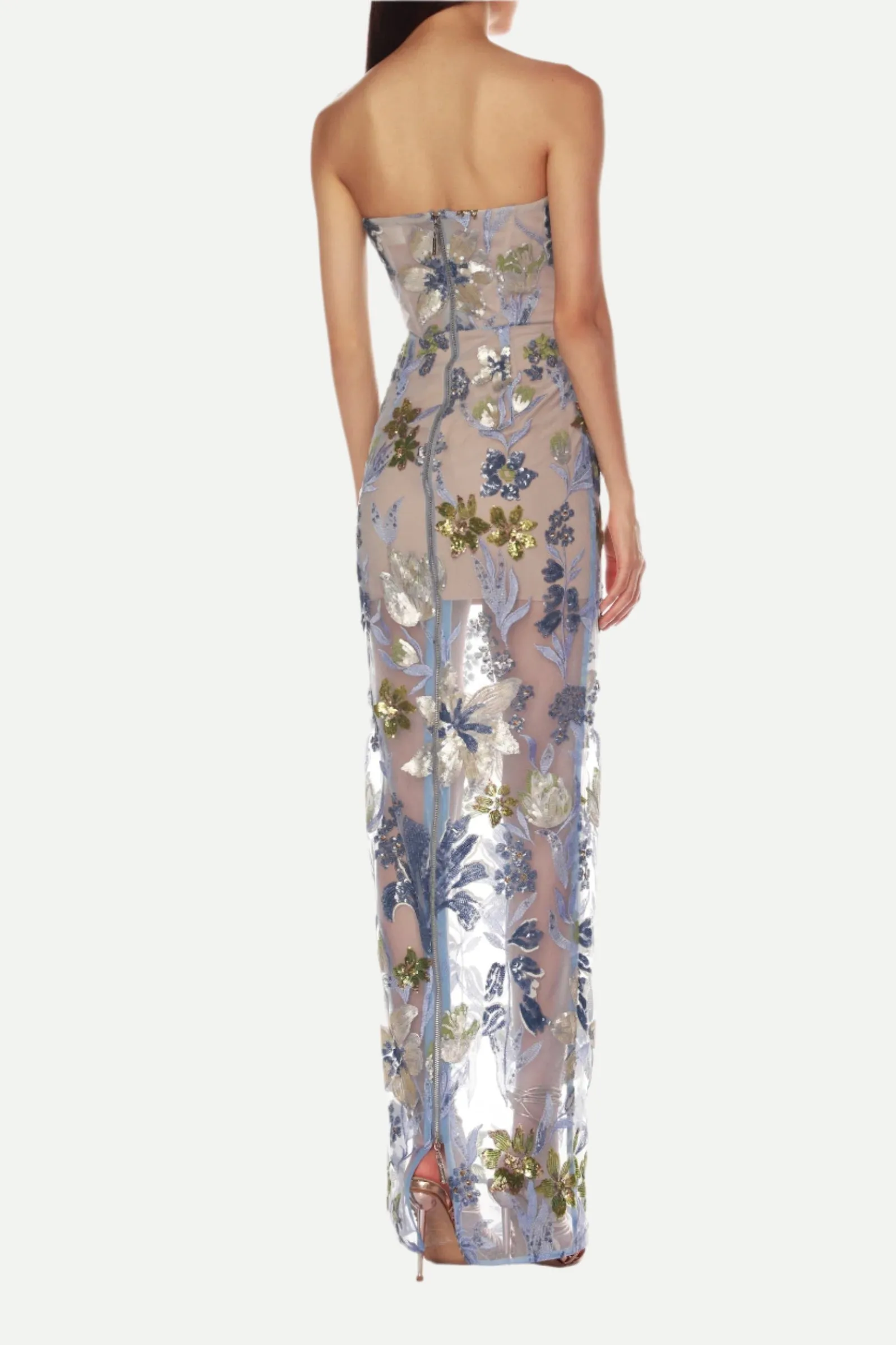 Dahlia Baby Blue Multi Maxi Dress Gloria Lanvin