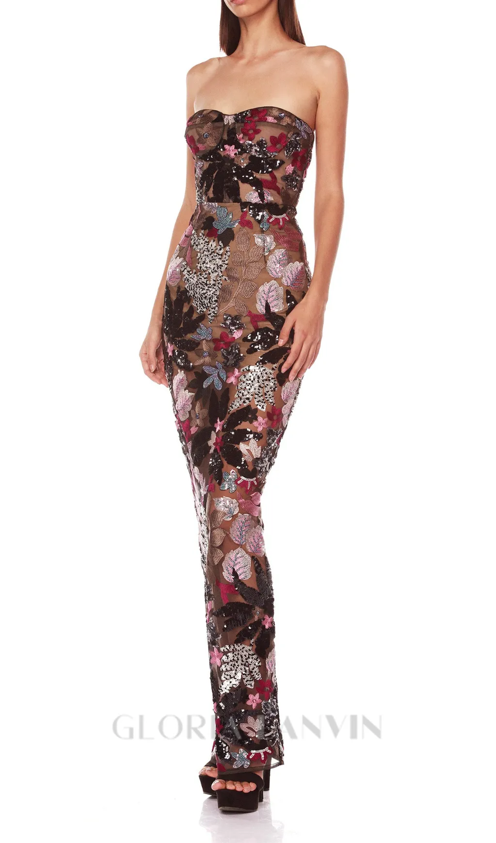DAISY DAHLIA EMBROIDERED STRAPLESS MAXI DRESS Gloria Lanvin