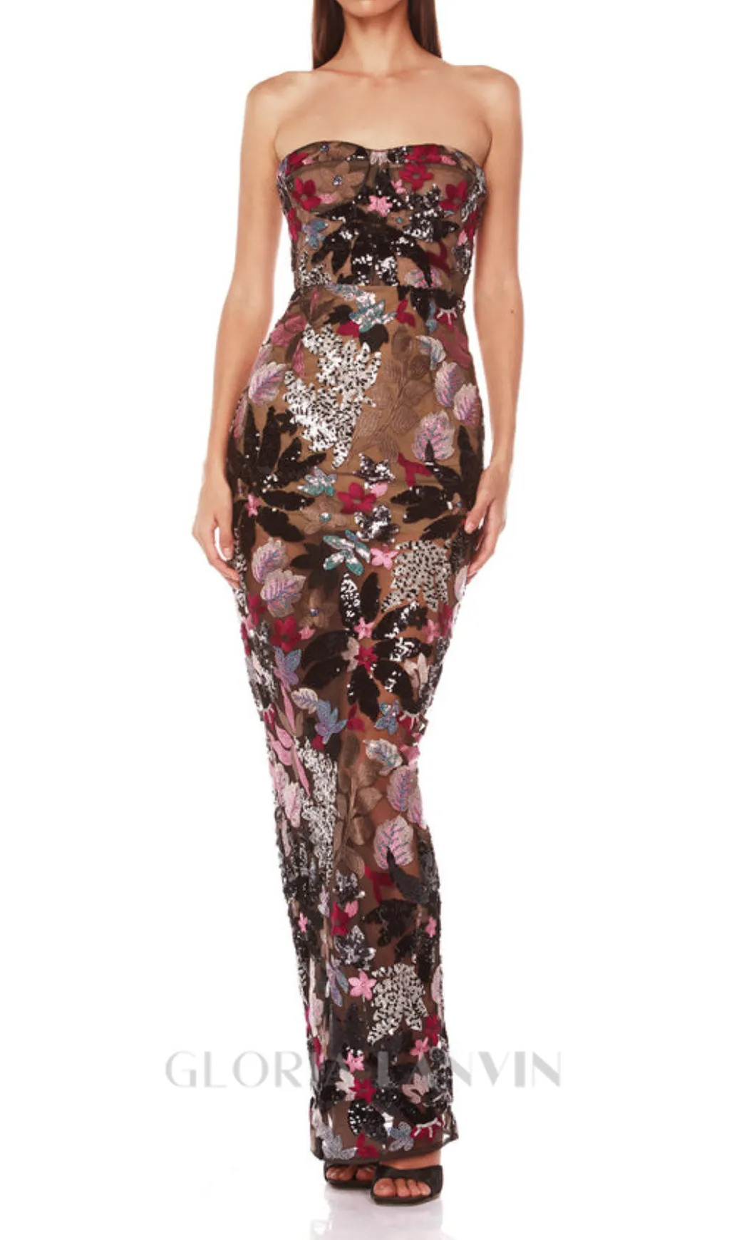 DAISY DAHLIA EMBROIDERED STRAPLESS MAXI DRESS Gloria Lanvin