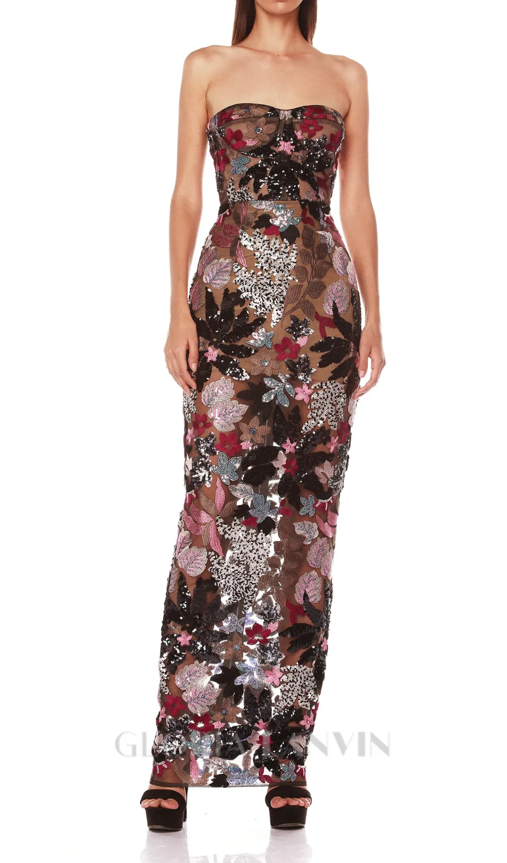 DAISY DAHLIA EMBROIDERED STRAPLESS MAXI DRESS Gloria Lanvin