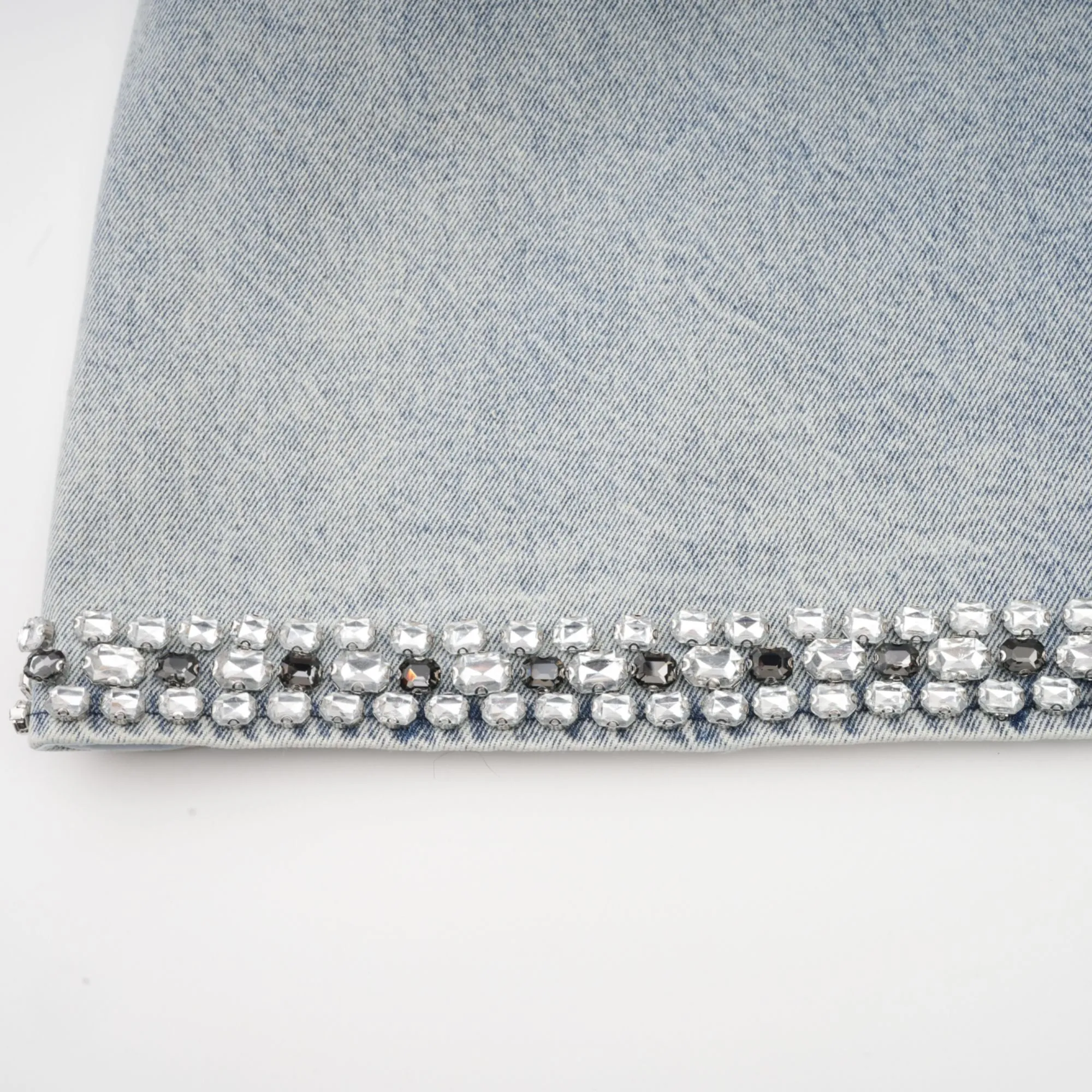 Daphn blue crystal sleeveless denim mini dress Gloria Lanvin