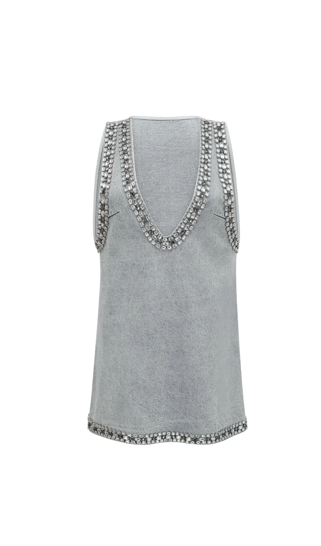 Daphn blue crystal sleeveless denim mini dress Gloria Lanvin
