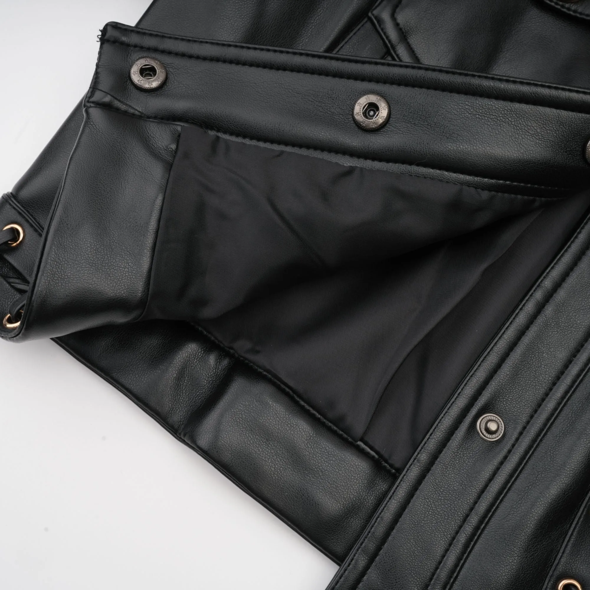 Daphn eyelet-embellished leather jacket & skirt matching set Gloria Lanvin