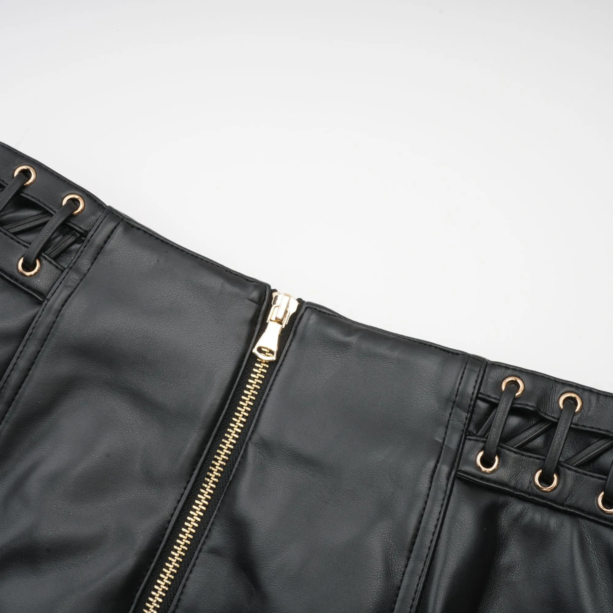Daphn eyelet-embellished leather jacket & skirt matching set Gloria Lanvin
