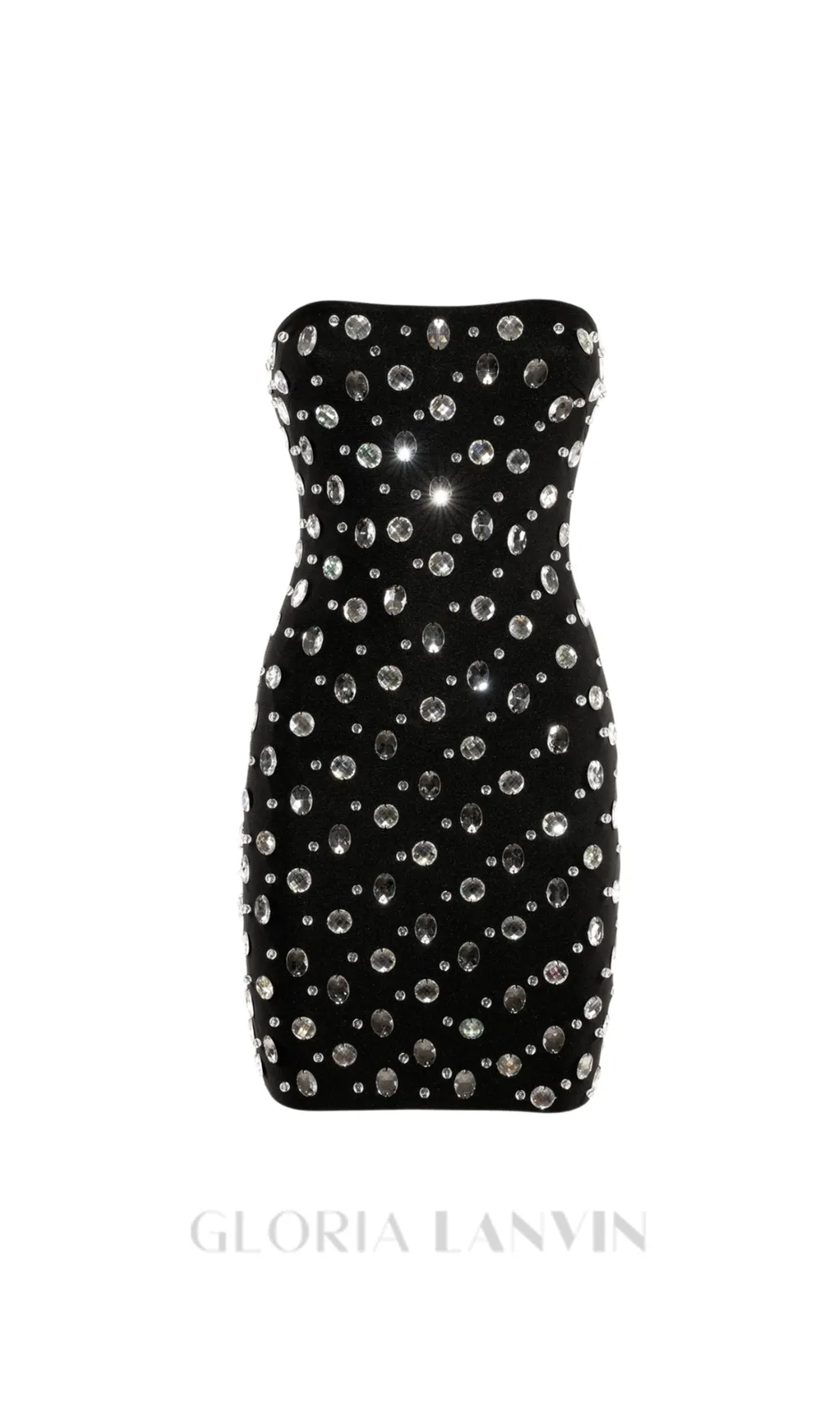 DAPHNE BLACK CRYSTAL EMBELLISHED STRAPLESS MINI DRESS Gloria Lanvin
