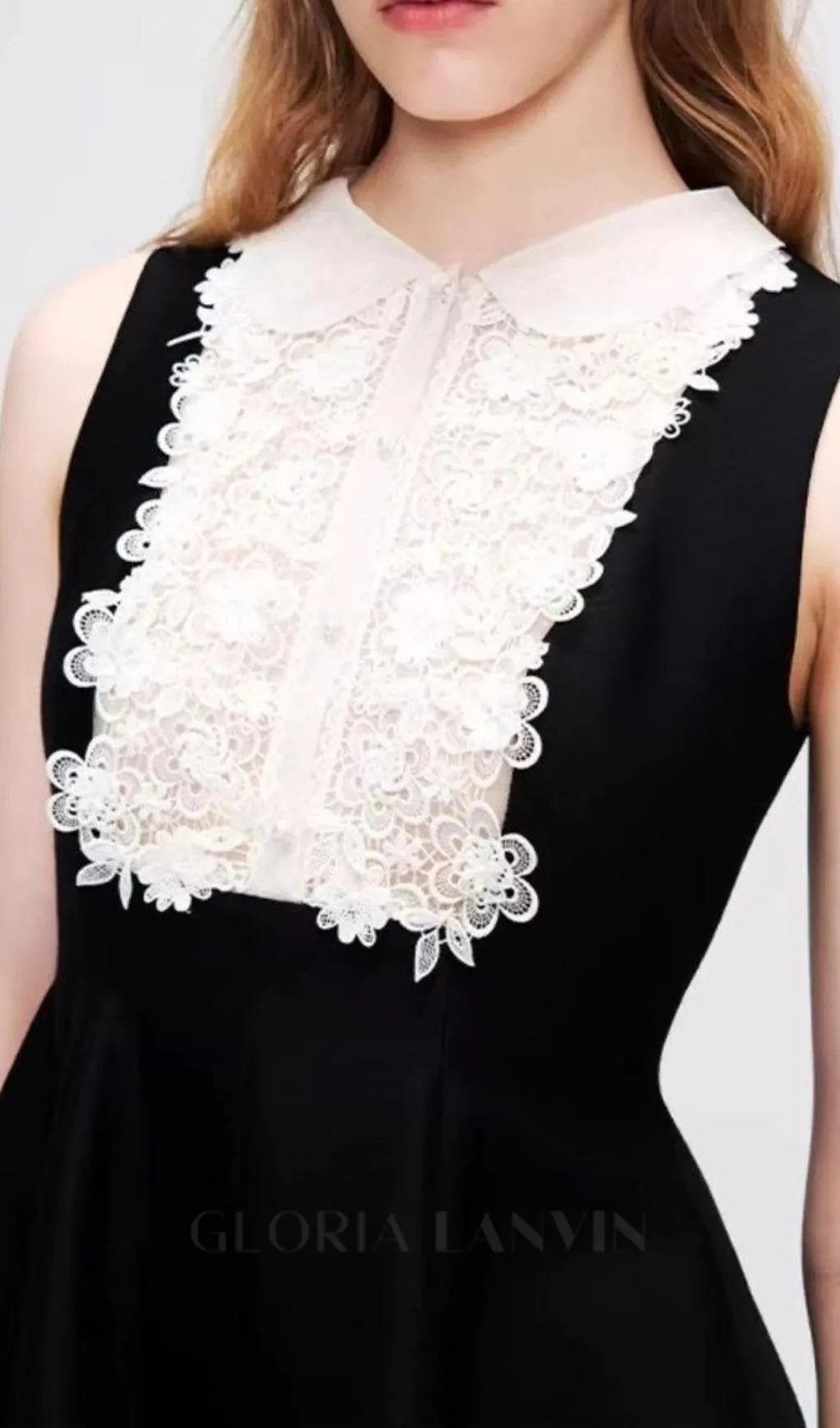 Daray Black Lace Sleeveless Mini Dress Gloria Lanvin