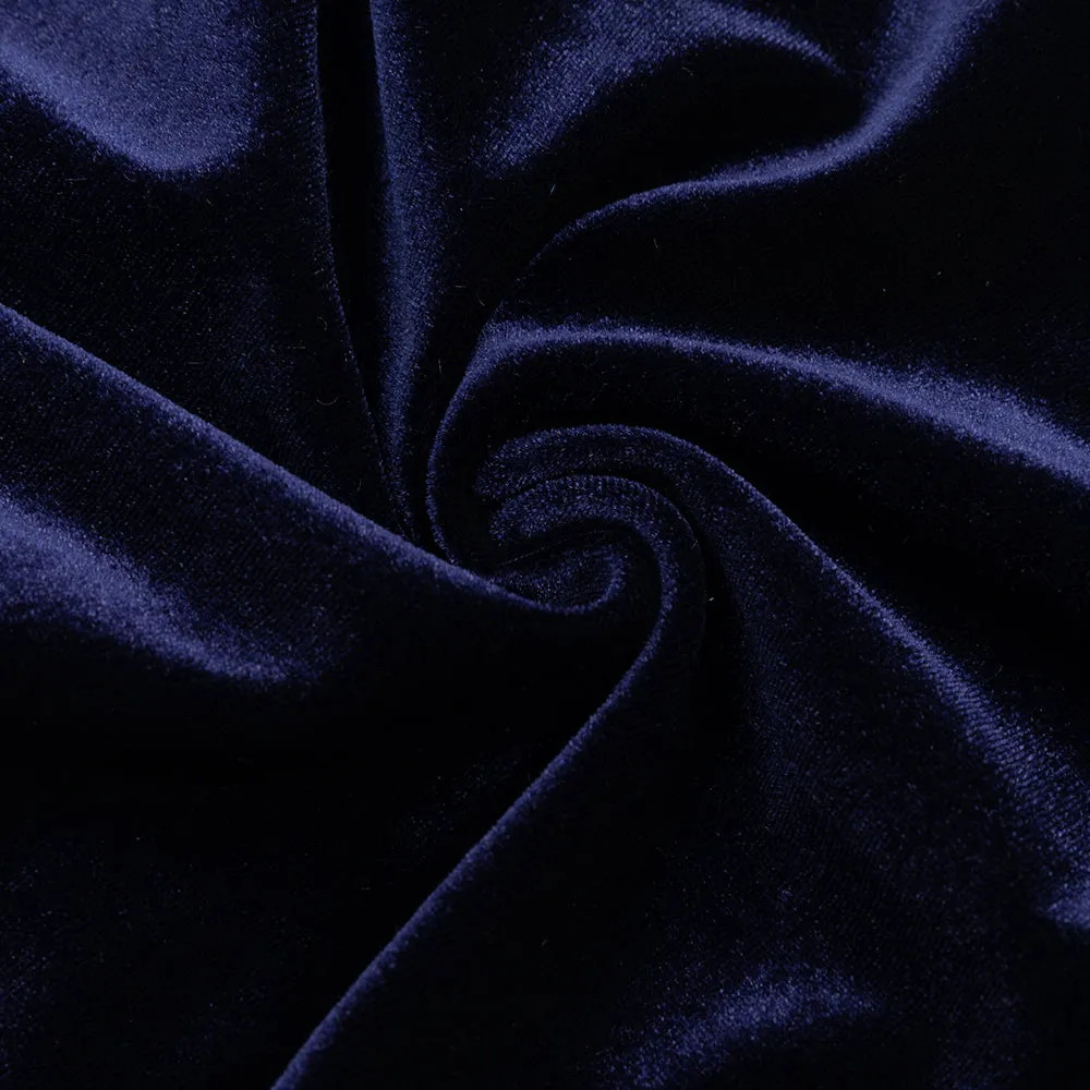DARK BLUE HALF-HIGH COLLAR LONG-SLEEVED HOLLOW TIGHT SLIT MAXI DRESS Gloria Lanvin