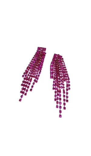 Dark Violet Rhinestone Tassel Earrings Gloria Lanvin