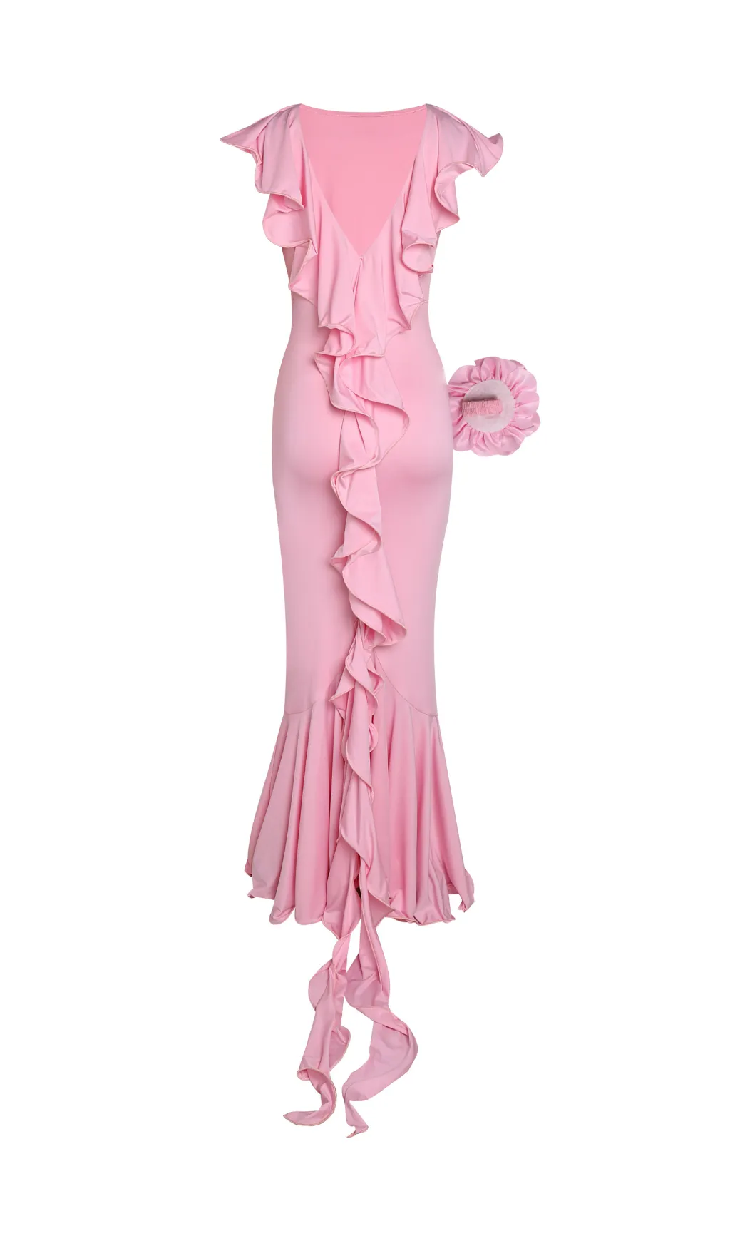 DEEP V-NECK RUFFLED FLORAL EMBELLISHED MAXI DRESS Gloria Lanvin