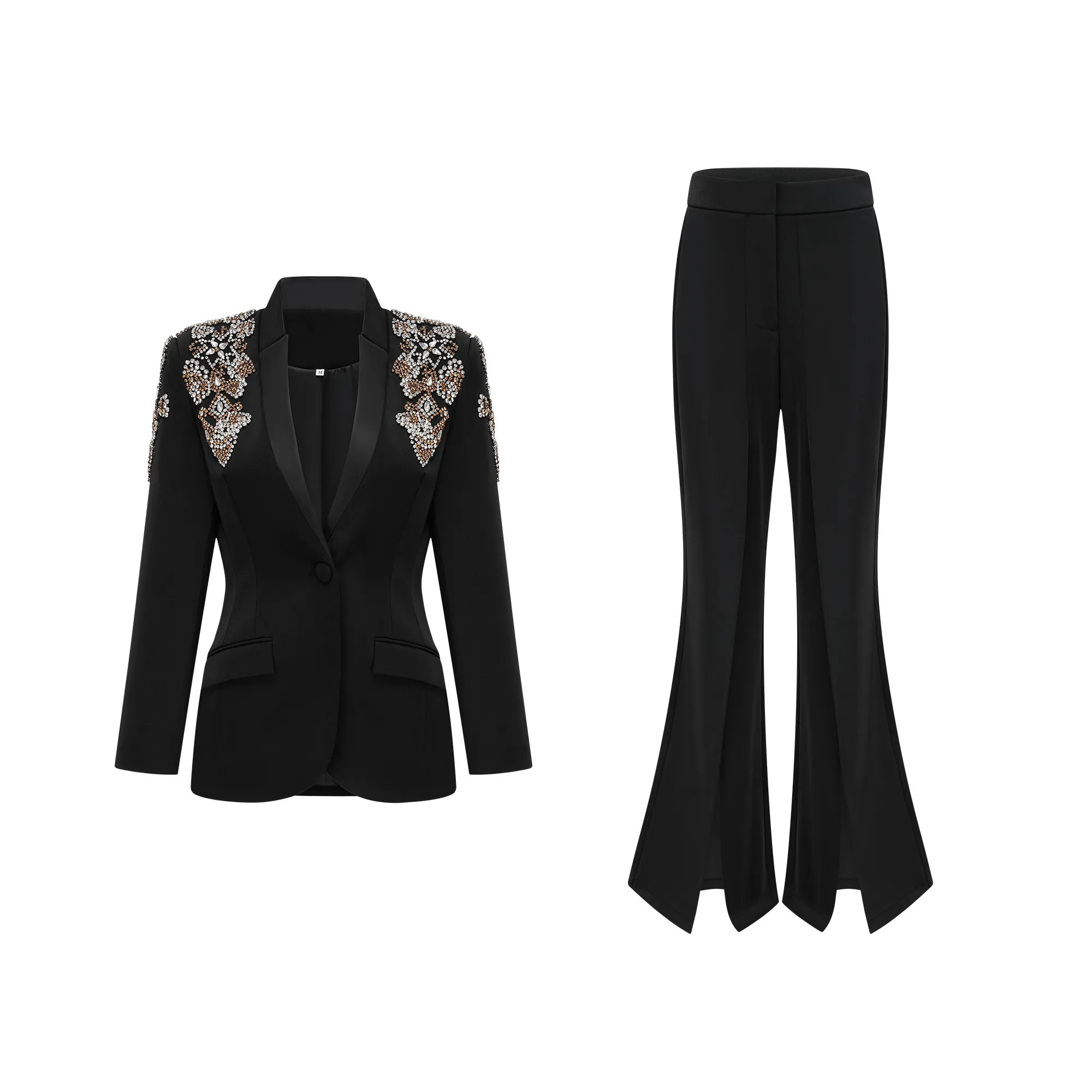Delphine black embellished jacket & trousers matching set Gloria Lanvin