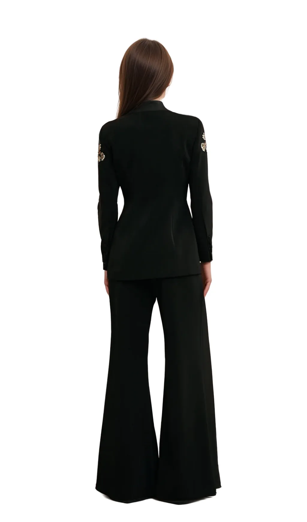 Delphine black embellished jacket & trousers matching set Gloria Lanvin