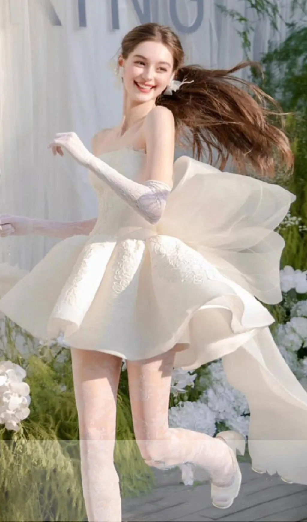 Dervla Strapless Bow Mini Dress Gloria Lanvin