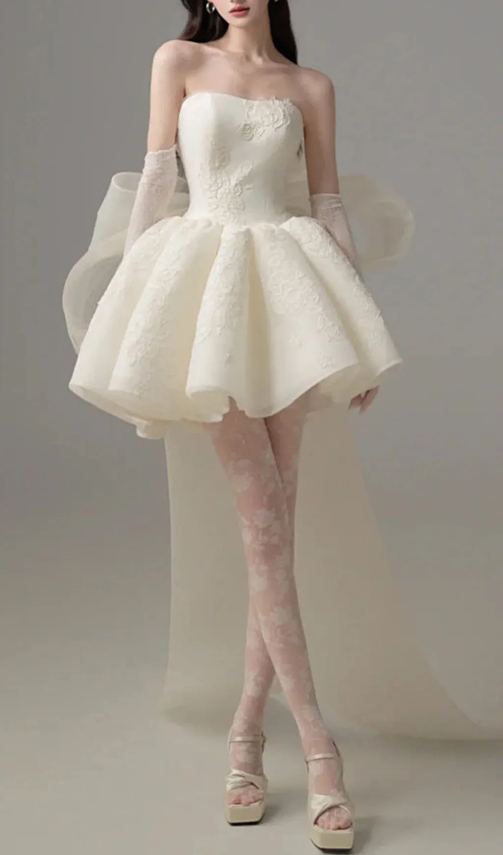 Dervla Strapless Bow Mini Dress Gloria Lanvin