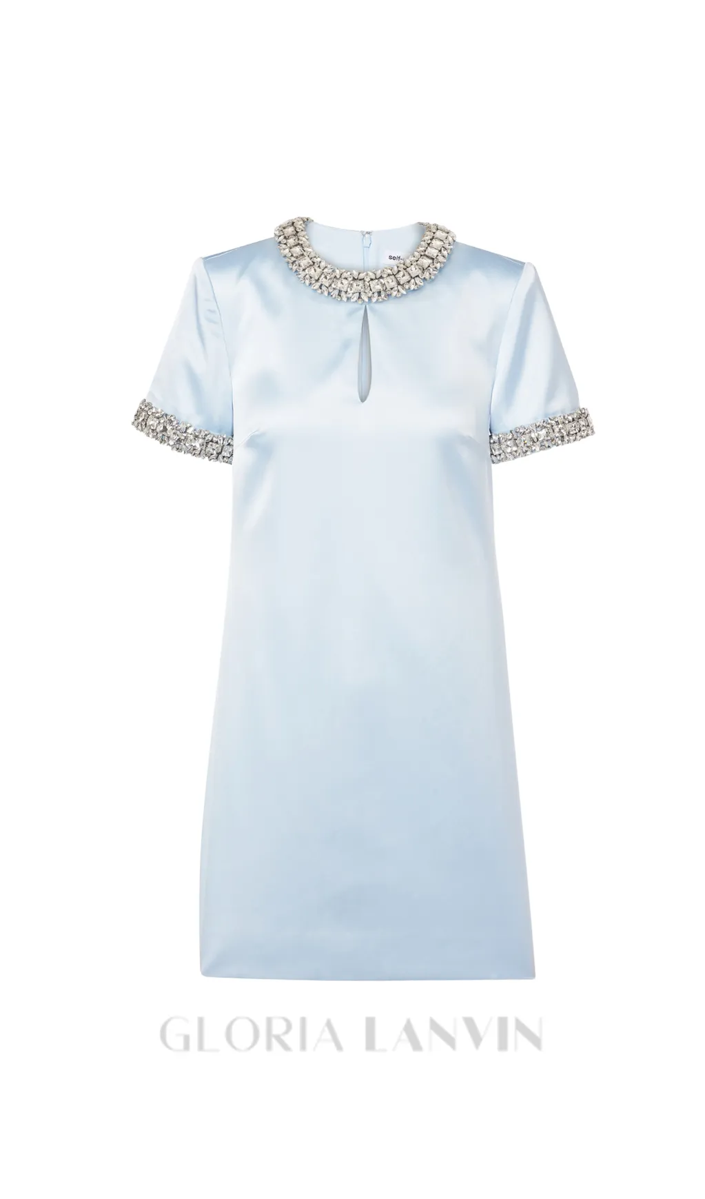 DESTINY EMBELLISHED SATIN MINI DRESS IN BLUE Gloria Lanvin