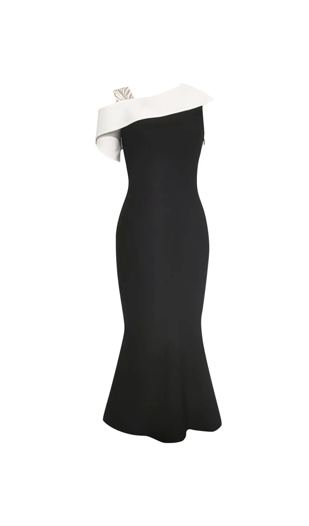 DIAGONAL SHOULDER FISHTAIL MIDI DRESS Gloria Lanvin